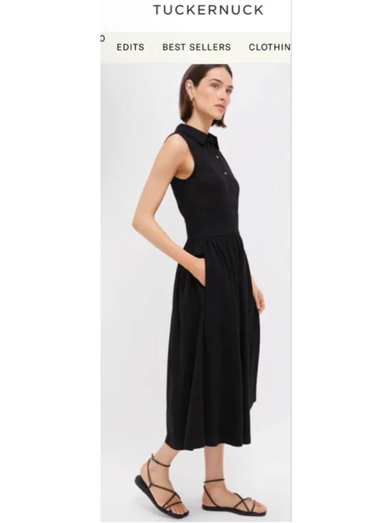 Tuckernuck Black Mikaela Sleeveless Collared Midi Dress M NWT - Picture 2 of 7